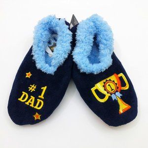 NWT Snoozies Men's #1 DAD Slippers Small 7/8 Navy Blue Non Skid Soles